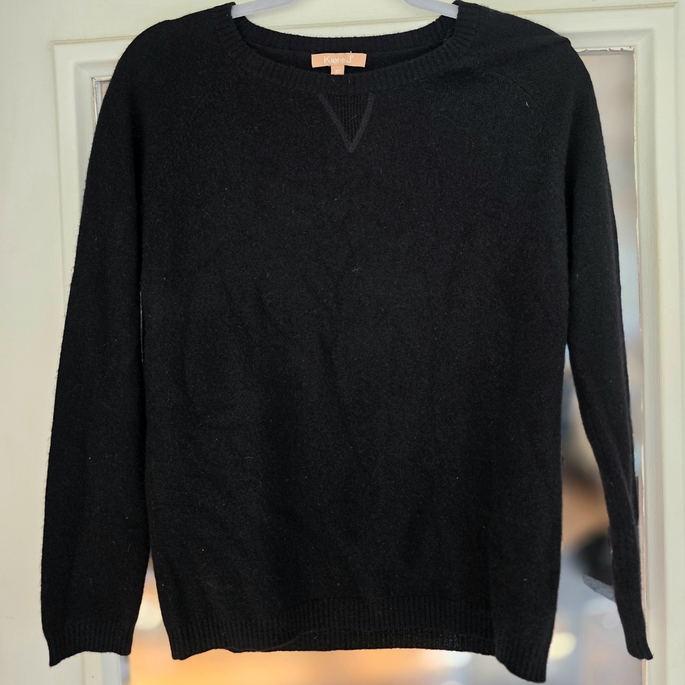 KIER + J Black Cashmere Black Pullover Sweater Sz XS Extra Small